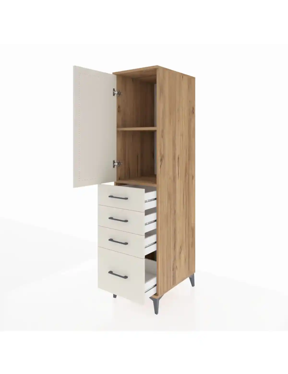 Kronos Dolap 2 Raflı 4 Çekmeceli Tek Kapaklı 44x59x182 - S88M013V7C