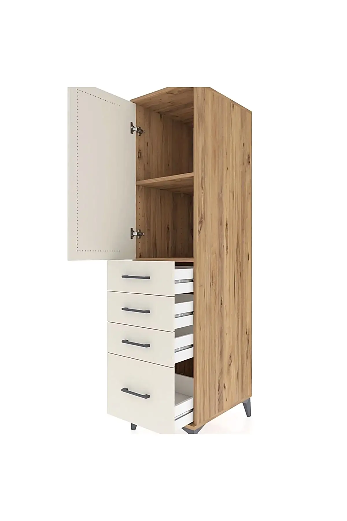 Kronos Dolap 2 Raflı 4 Çekmeceli Tek Kapaklı 44x59x182 - S88M013V7C