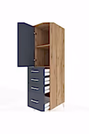 Kronos Dolap 2 Raflı 4 Çekmeceli Tek Kapaklı 44x59x182 - S88M013V8C