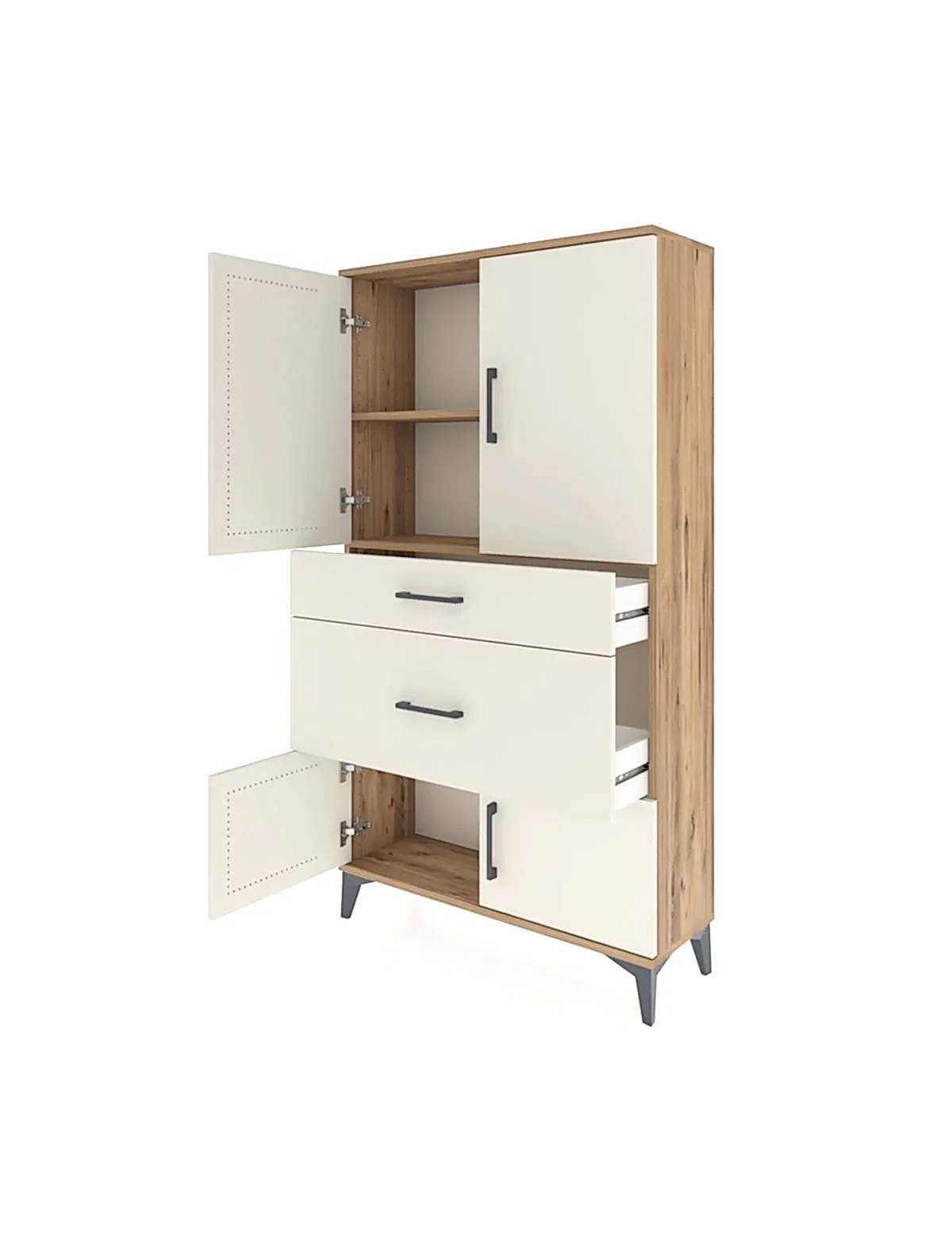 Arges Dolap 2 Raflı 2 Çekmeceli 4 Kapaklı 88x30x163 - S21M019V7A