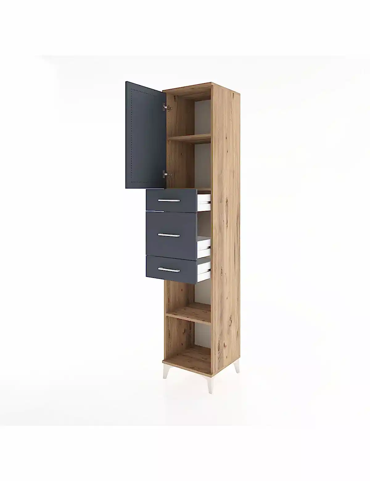 Hyperion Dolap 3 Raflı 3 Çekmeceli Tek Kapaklı 44x44x221 - S61M225V8B