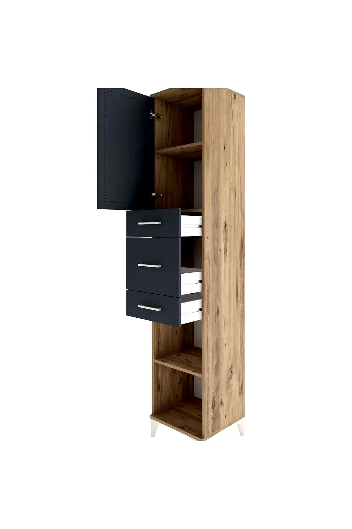 Hyperion Dolap 3 Raflı 3 Çekmeceli Tek Kapaklı 44x44x221 - S61M225V8B