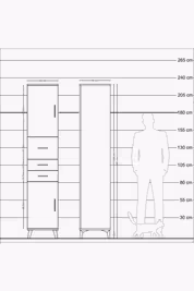 Hyperion Dolap 3 Raflı 3 Çekmeceli 2 Kapaklı 44x44x221 - S61M227V2B