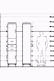 Hyperion Dolap 3 Raflı 3 Çekmeceli 2 Kapaklı 44x44x221 - S61M227V5B