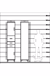 Hyperion Dolap 3 Raflı 3 Çekmeceli 2 Kapaklı 44x44x221 - S61M227V6B