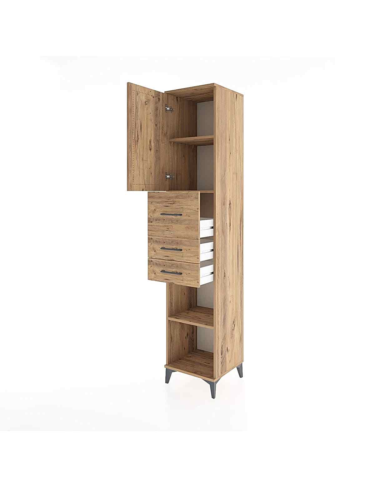 Hyperion Dolap 3 Raflı 3 Çekmeceli Tek Kapaklı 44x44x221 - S61M228V9B