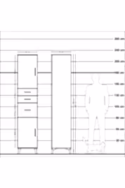 Hyperion Dolap 3 Raflı 3 Çekmeceli 2 Kapaklı 44x44x221 - S61M230V2B