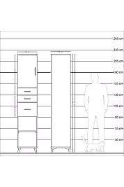 Hyperion Dolap 3 Raflı 3 Çekmeceli Tek Kapaklı 44x44x221 - S61M231V1B