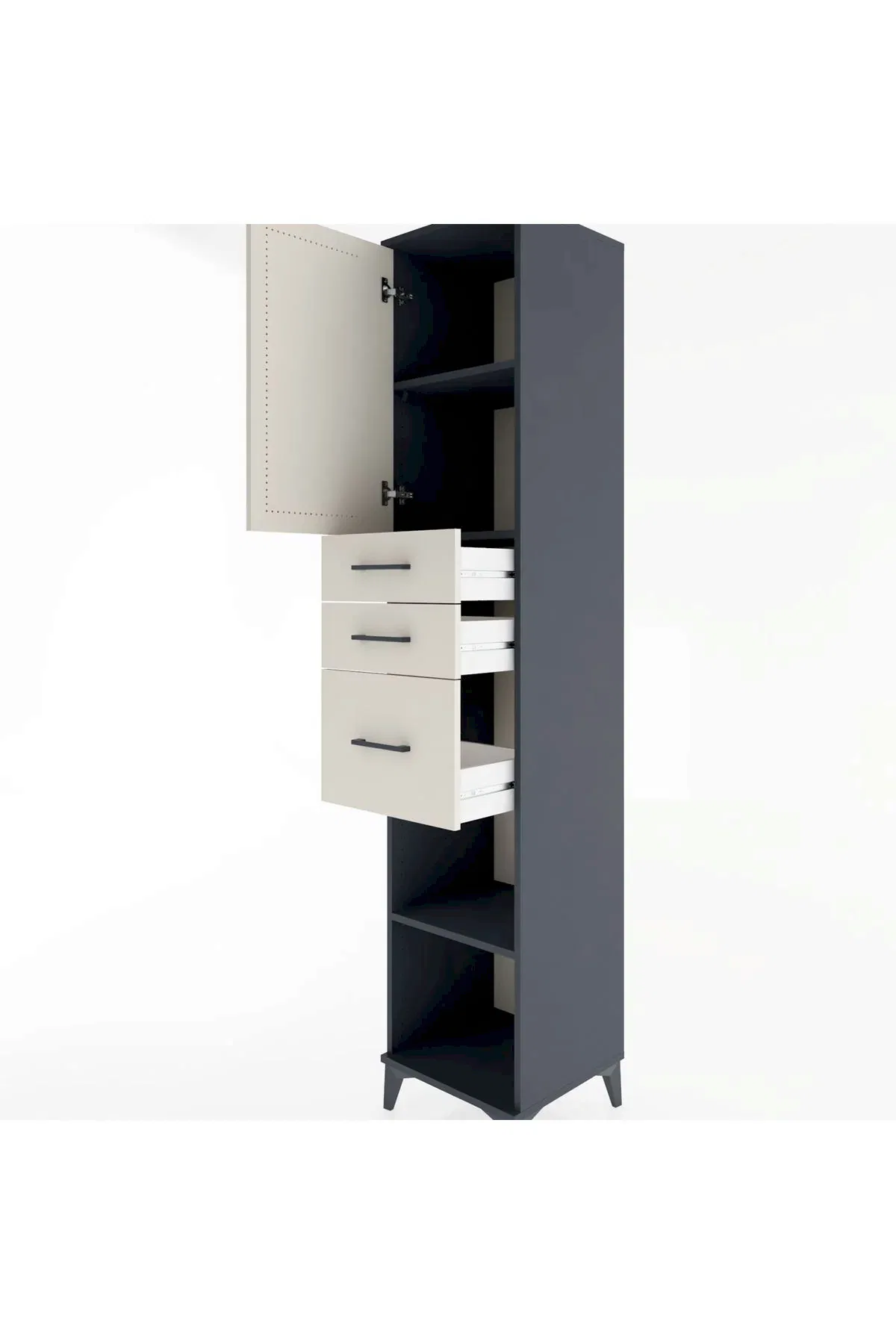 Hyperion Dolap 3 Raflı 3 Çekmeceli Tek Kapaklı 44x44x221 - S61M231V4B