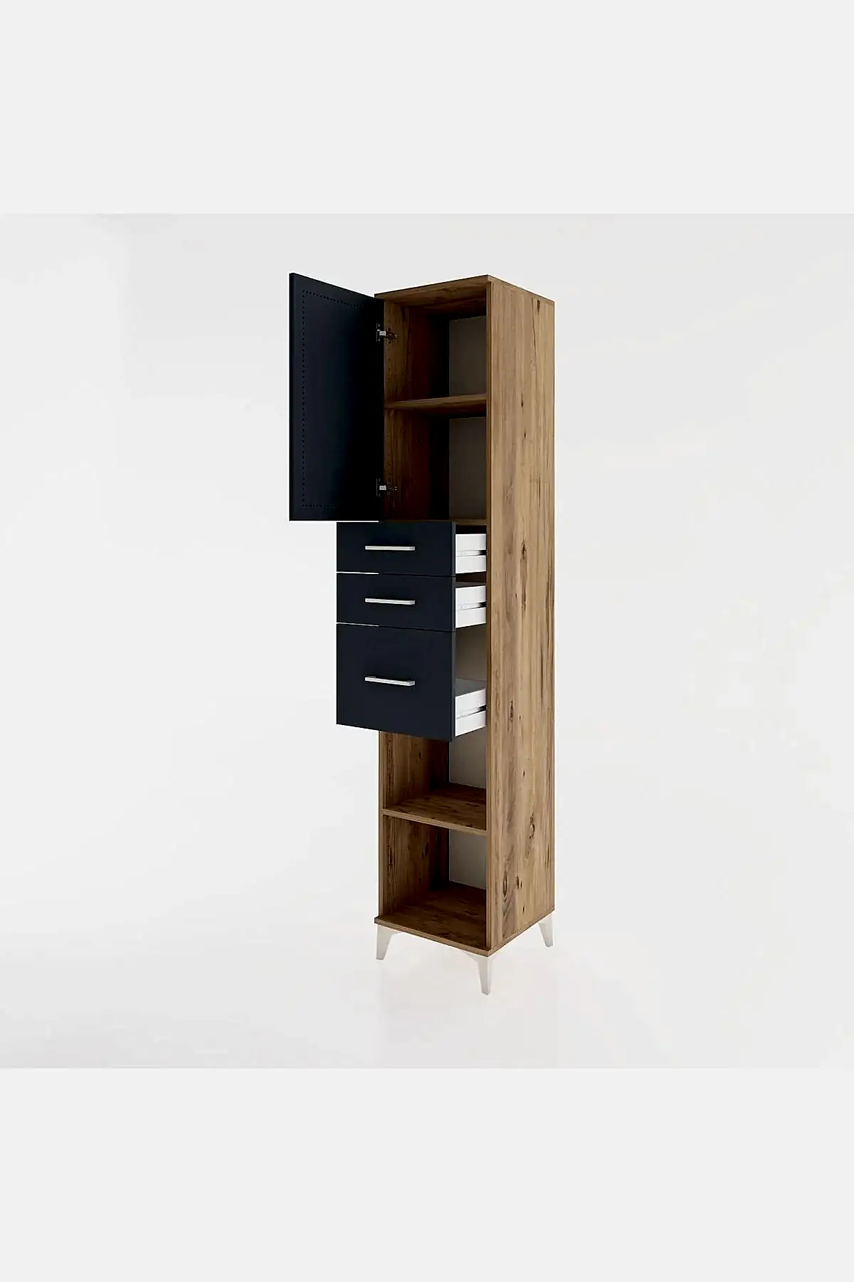 Hyperion Dolap 3 Raflı 3 Çekmeceli Tek Kapaklı 44x44x221 - S61M231V8B