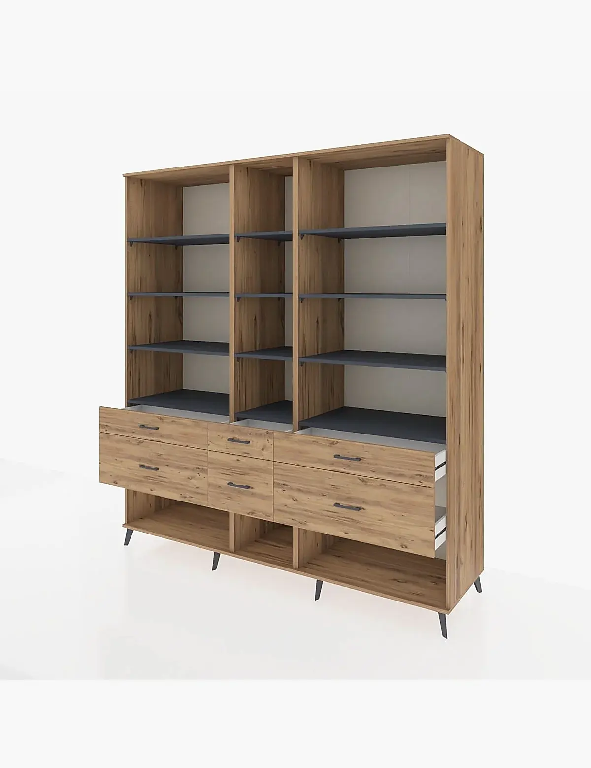 Kronos Dolap 12 Raflı 6 Çekmeceli 220x59x243 - S784M019V27C