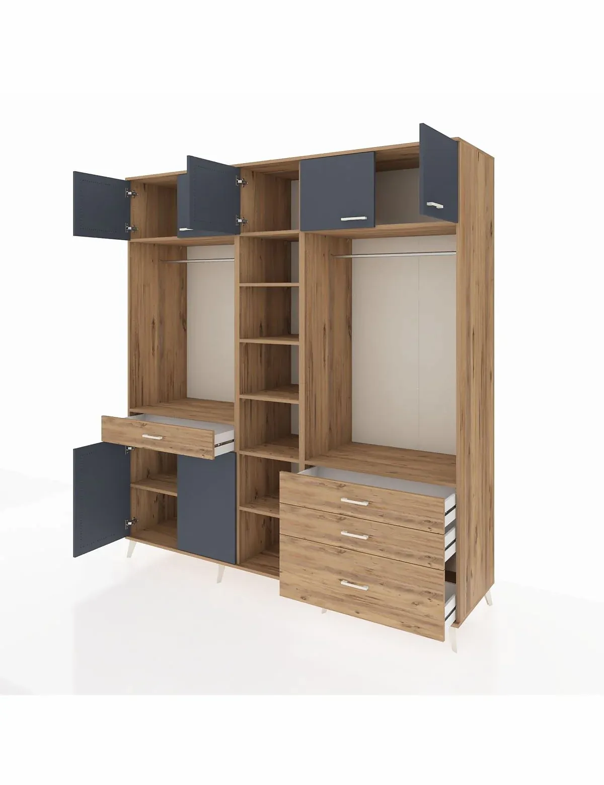 Kronos Dolap 11 Raflı 4 Çekmeceli 2 Askılı 220x59x243 - S784M030V27C