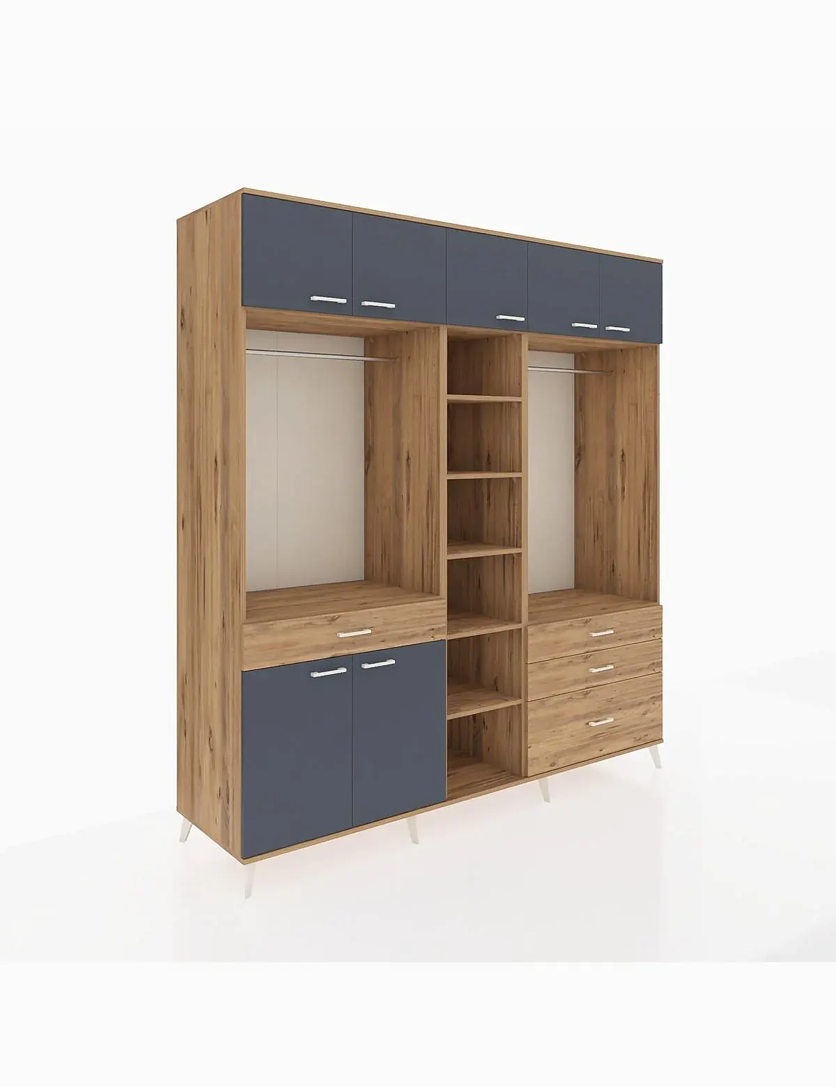 Kronos Dolap 11 Raflı 4 Çekmeceli 2 Askılı 220x59x243 - S784M030V27C