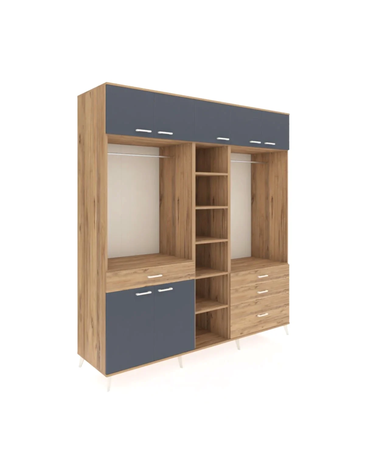 Kronos Dolap 11 Raflı 4 Çekmeceli 2 Askılı 220x59x243 - S784M030V27C