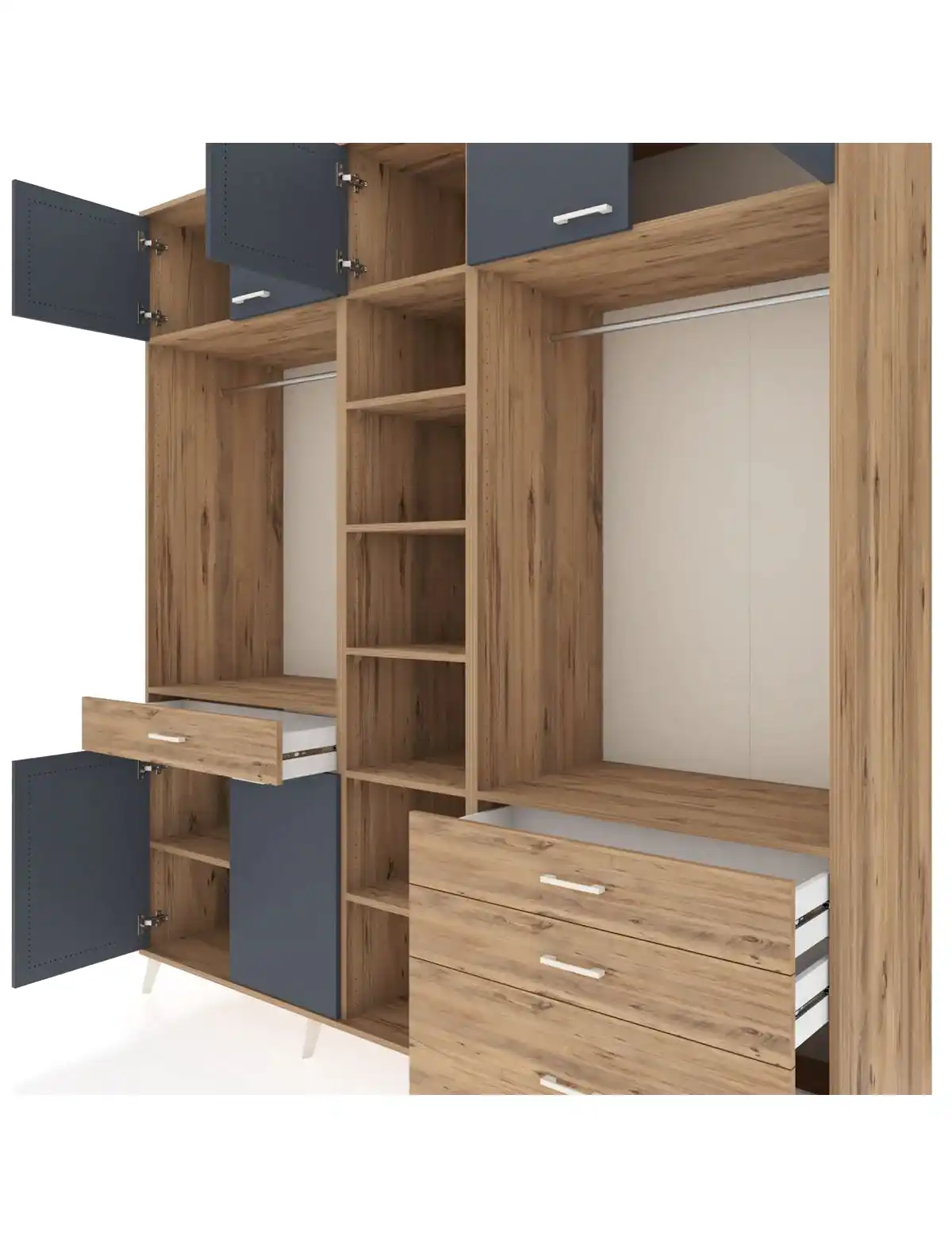 Kronos Dolap 11 Raflı 4 Çekmeceli 2 Askılı 220x59x243 - S784M030V27C