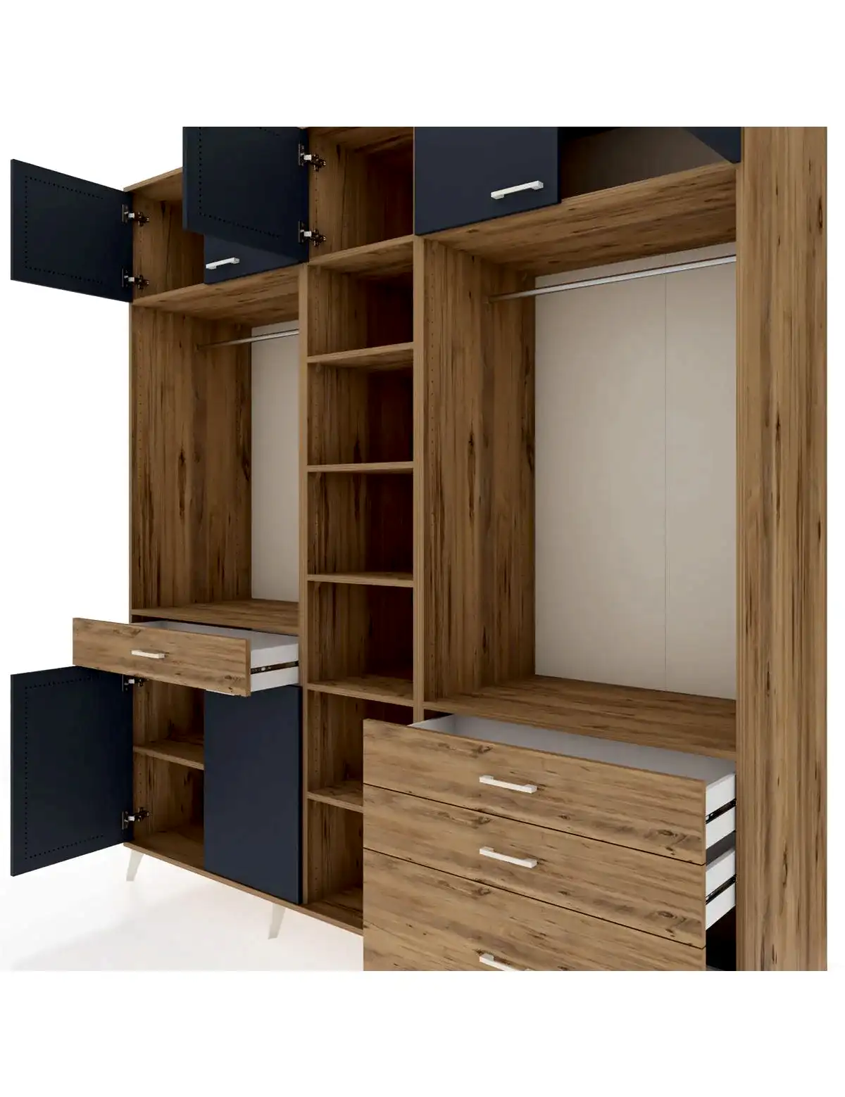 Kronos Dolap 11 Raflı 4 Çekmeceli 2 Askılı 220x59x243 - S784M030V27C