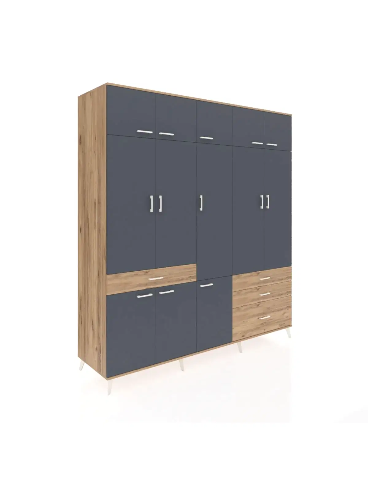 Kronos Dolap 8 Raflı 4 Çekmeceli 3 Askılı 220x59x243 - S784M032V27C