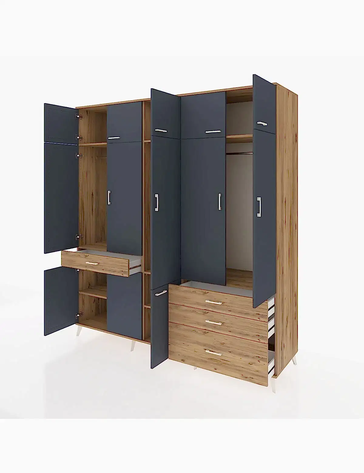 Kronos Dolap 8 Raflı 4 Çekmeceli 3 Askılı 220x59x243 - S784M032V27C