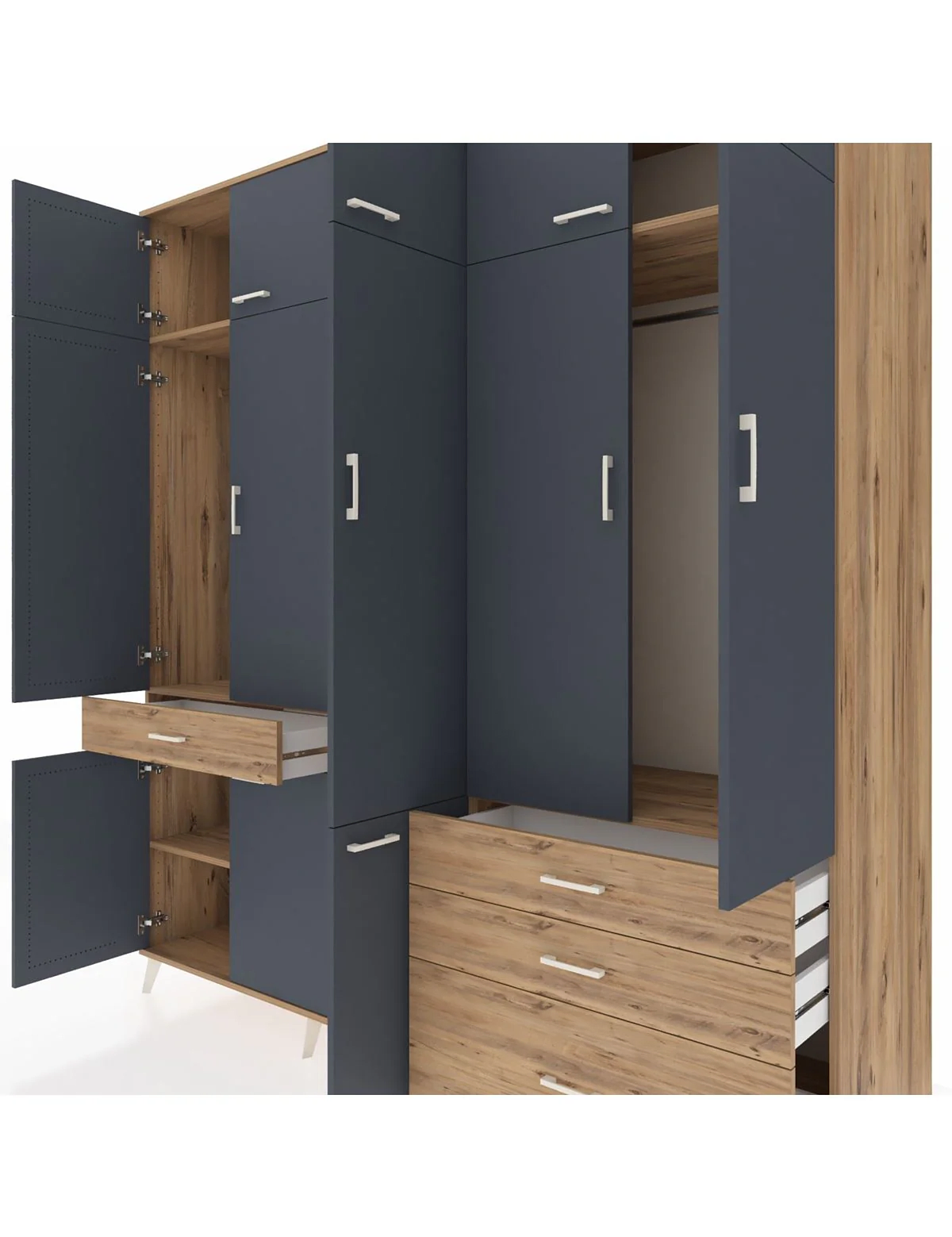 Kronos Dolap 8 Raflı 4 Çekmeceli 3 Askılı 220x59x243 - S784M032V27C