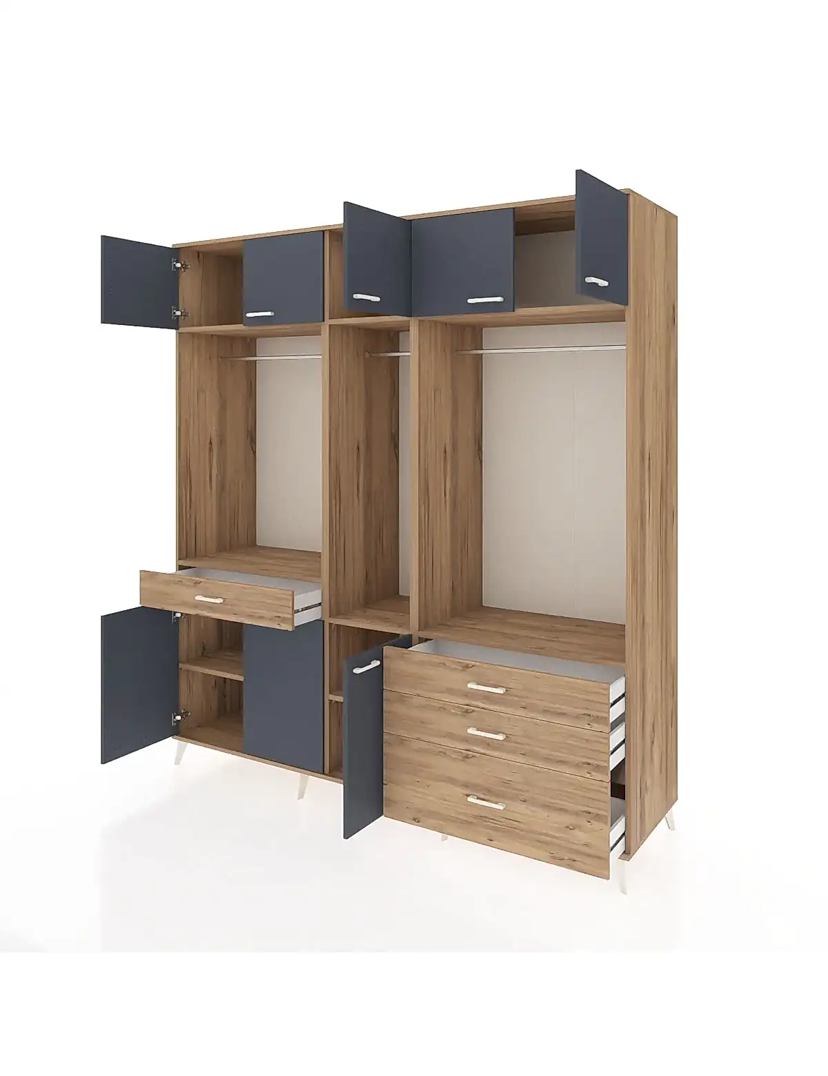 Kronos Dolap 8 Raflı 4 Çekmeceli 3 Askılı 220x59x243 - S784M033V27C