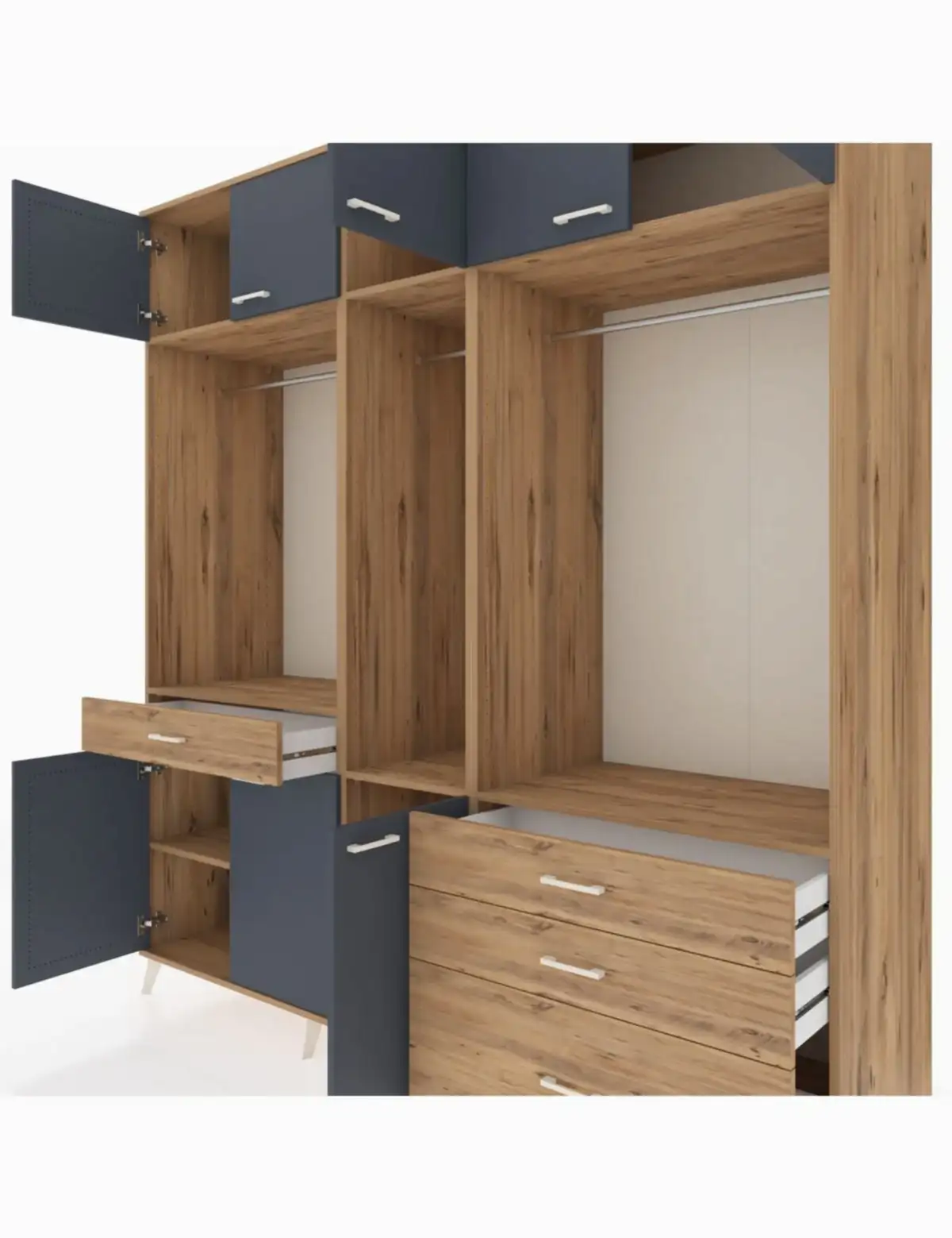 Kronos Dolap 8 Raflı 4 Çekmeceli 3 Askılı 220x59x243 - S784M033V27C