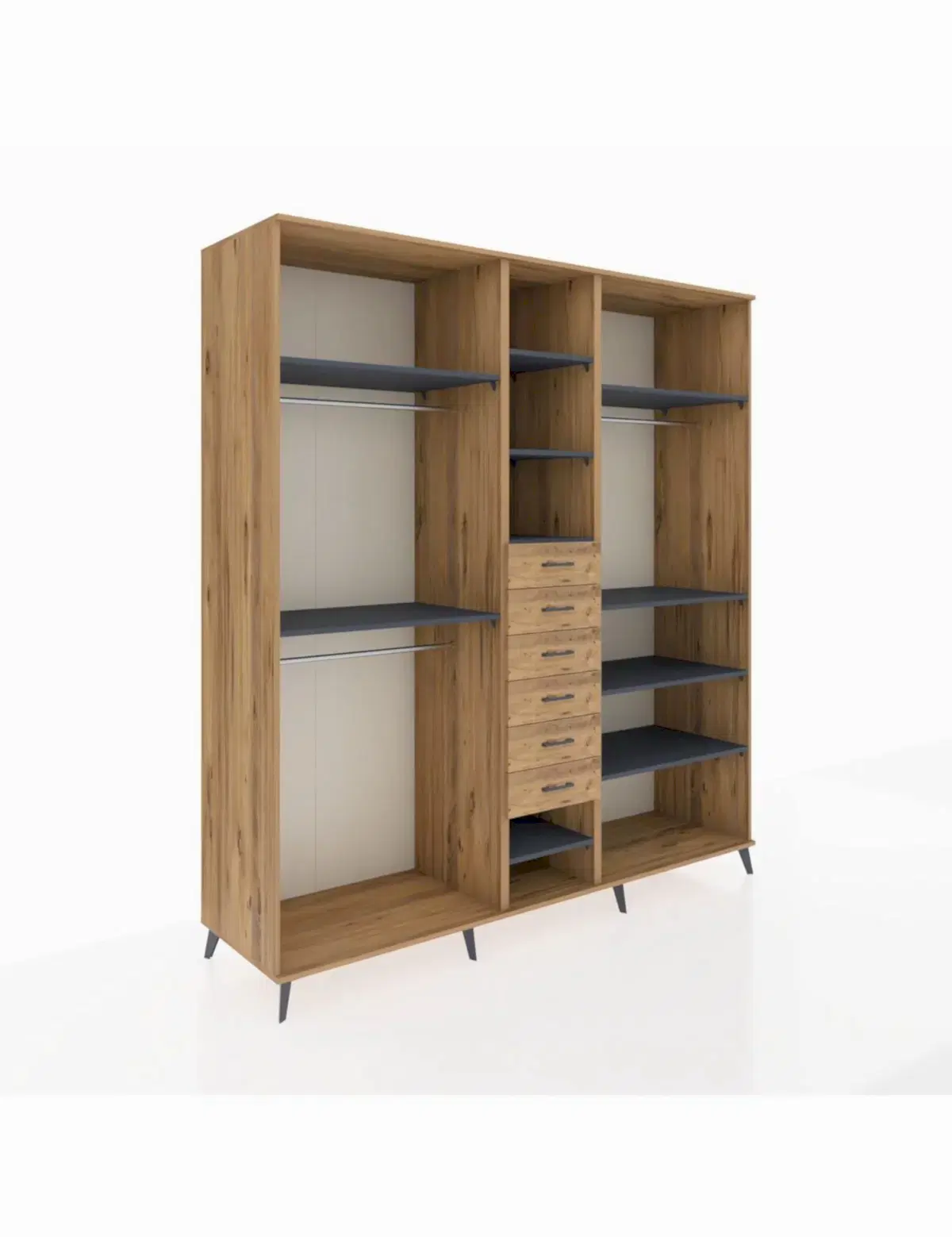 Kronos Dolap 10 Raflı 6 Çekmeceli 3 Askılı 220x59x243 - S784M034V27C