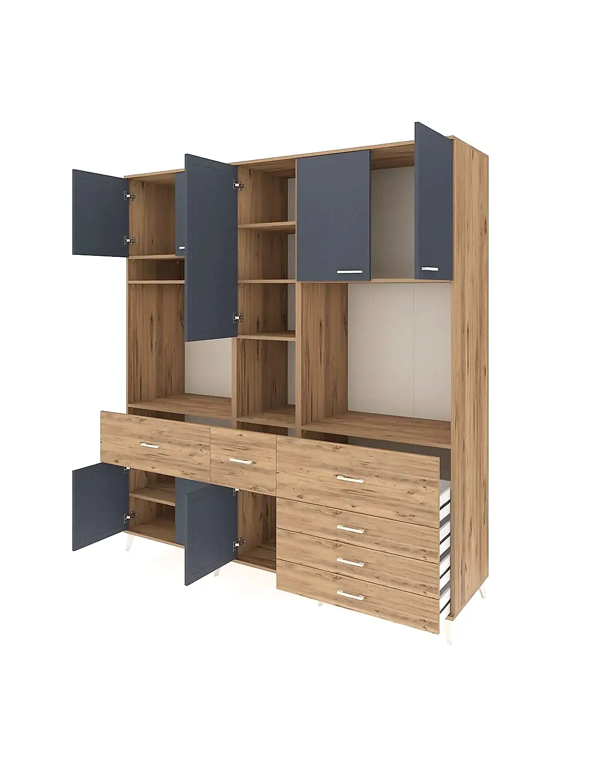 Kronos Dolap 10 Raflı 6 Çekmeceli 8 Kapaklı 220x59x243 - S784M035V27C