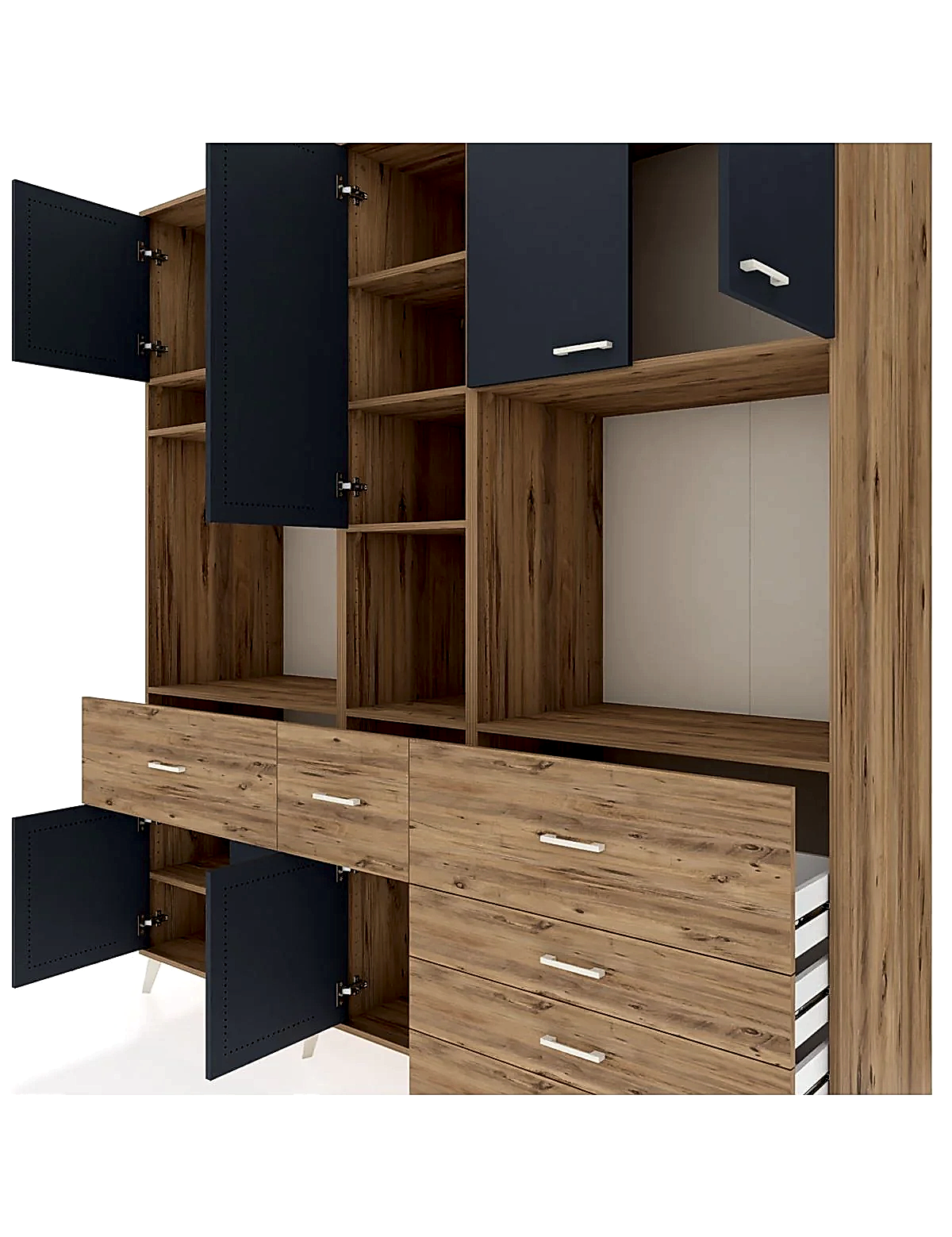 Kronos Dolap 10 Raflı 6 Çekmeceli 8 Kapaklı 220x59x243 - S784M035V27C