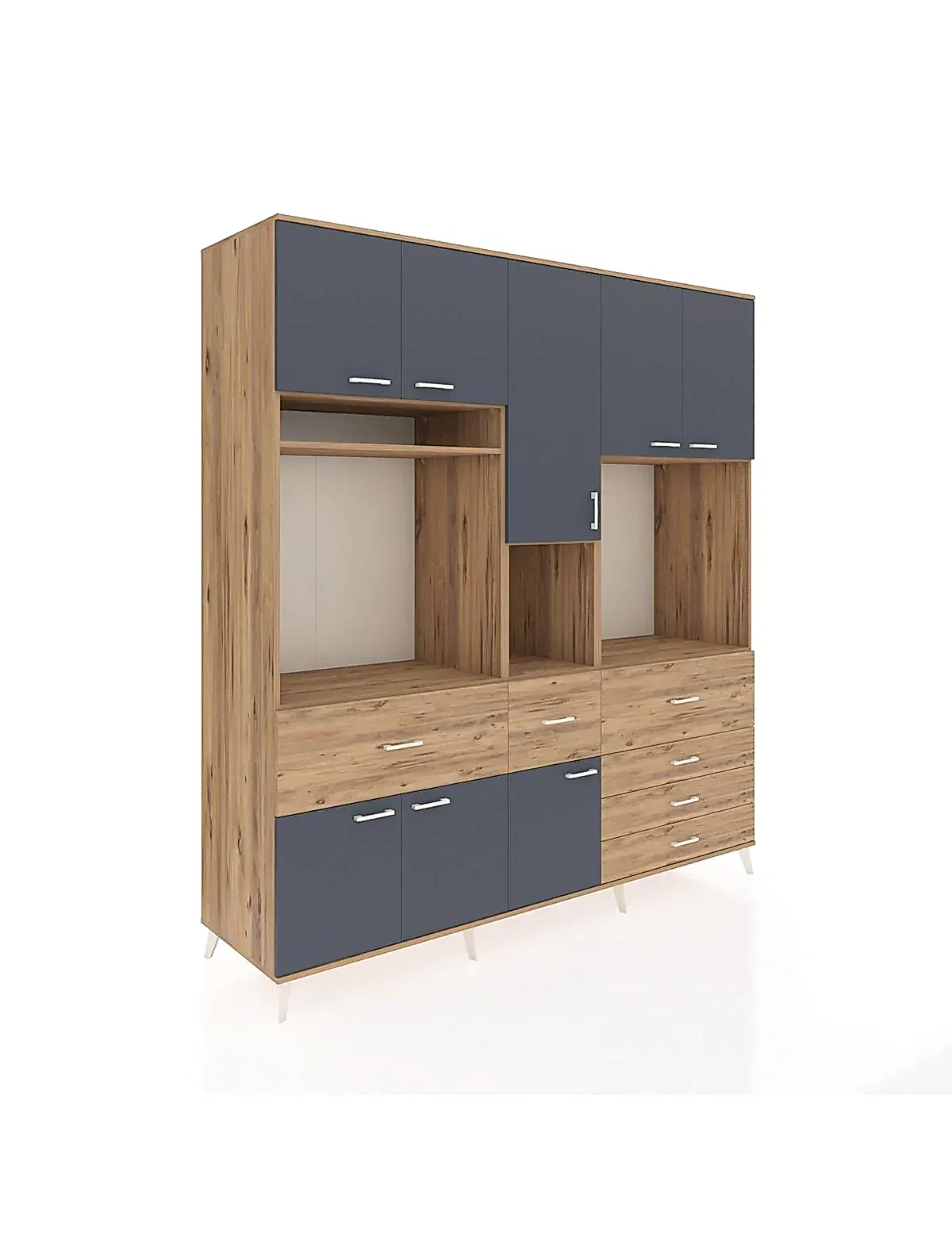 Kronos Dolap 10 Raflı 6 Çekmeceli 8 Kapaklı 220x59x243 - S784M035V27C