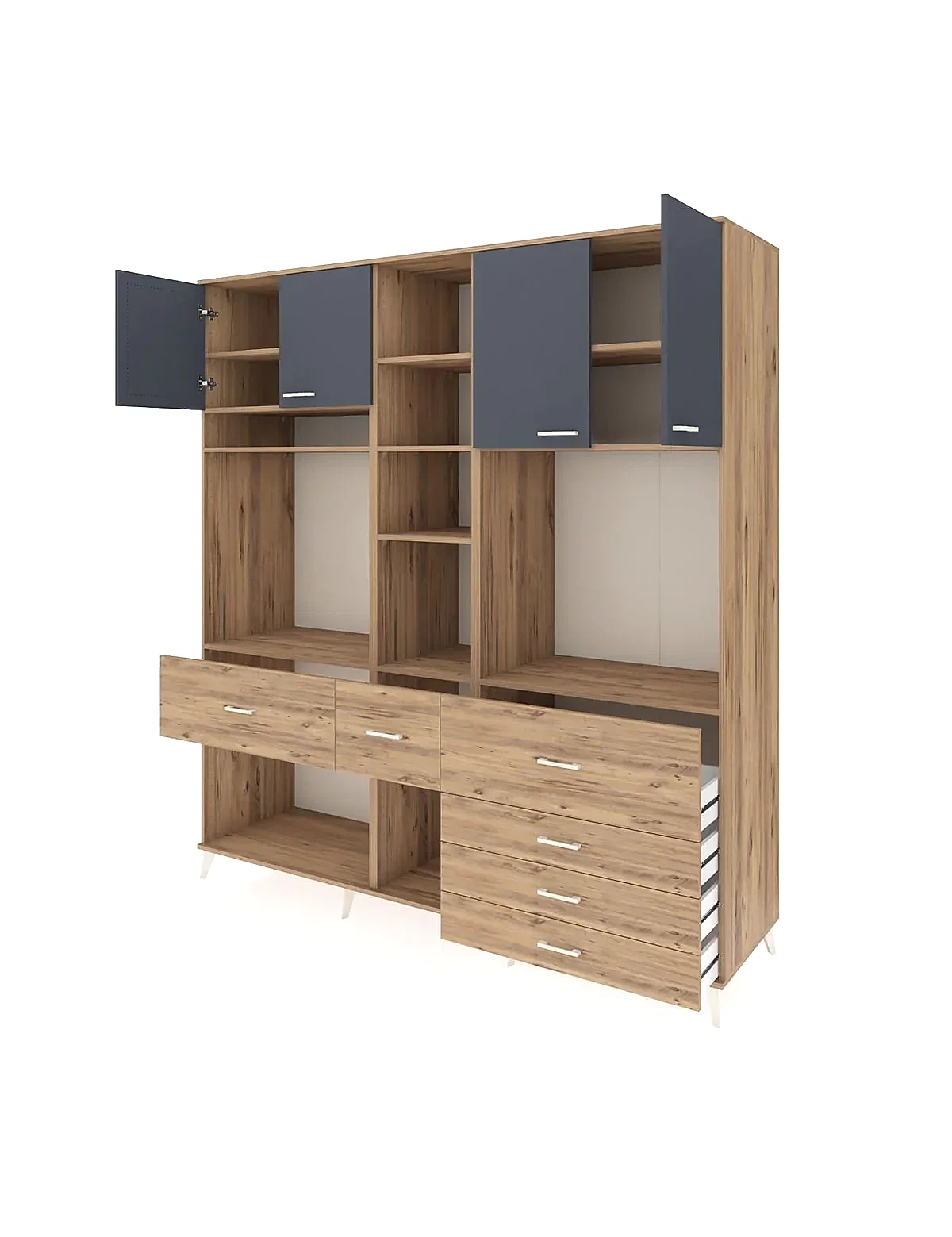 Kronos Dolap 11 Raflı 6 Çekmeceli 4 Kapaklı 220x59x243 - S784M036V27C