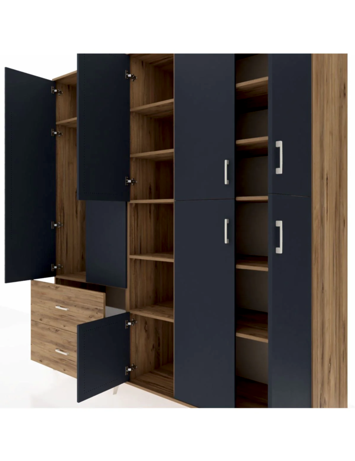 Kronos Dolap 12 Raflı 2 Çekmeceli Tek Askılı 220x59x243 - S784M037V27C