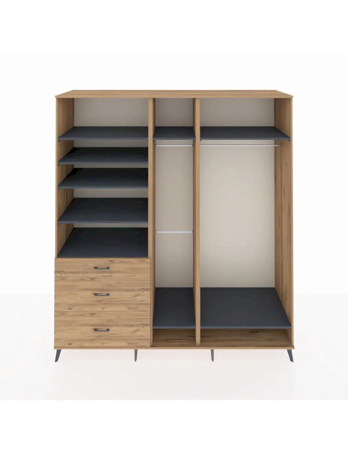 Kronos Dolap 9 Raflı 3 Çekmeceli 3 Askılı 220x59x243 - S784M038V27C