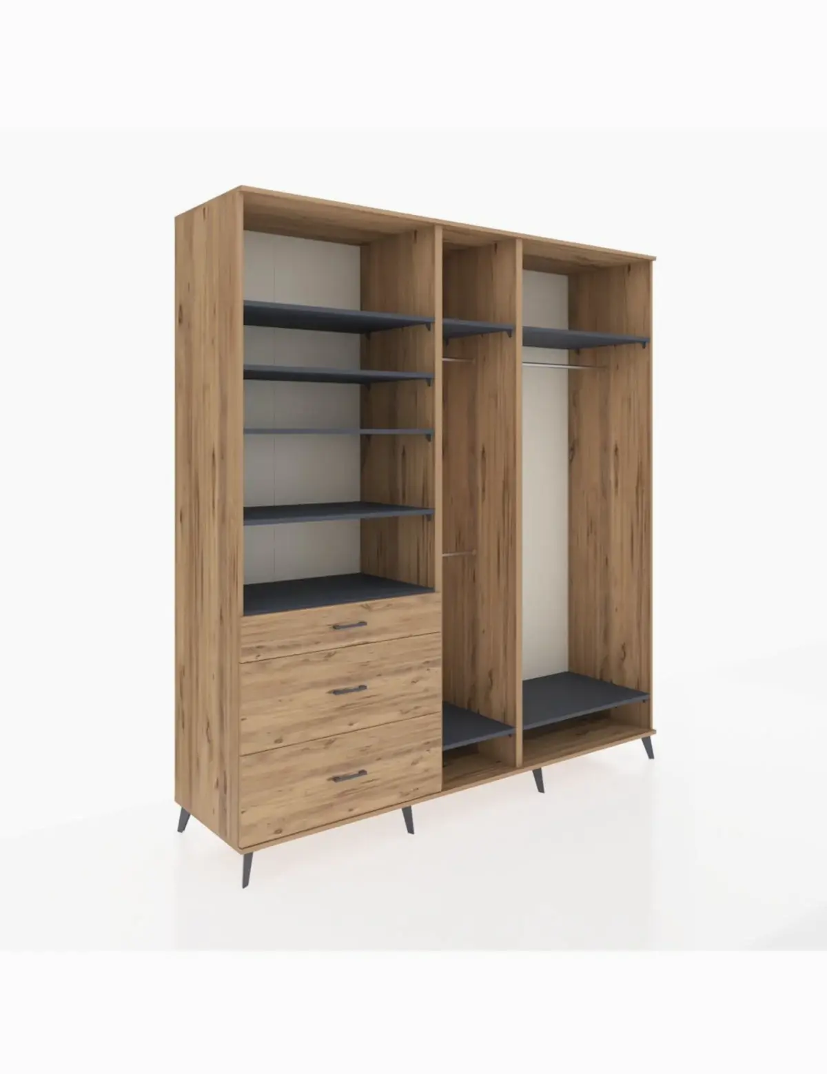 Kronos Dolap 9 Raflı 3 Çekmeceli 3 Askılı 220x59x243 - S784M038V27C