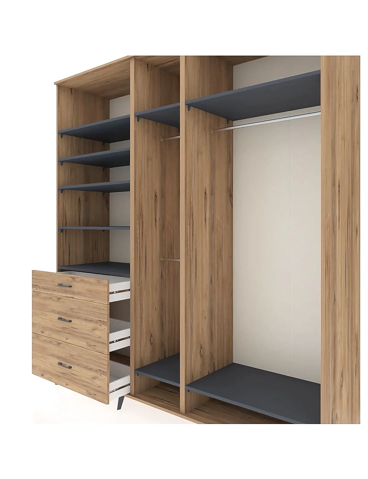 Kronos Dolap 9 Raflı 3 Çekmeceli 3 Askılı 220x59x243 - S784M038V27C