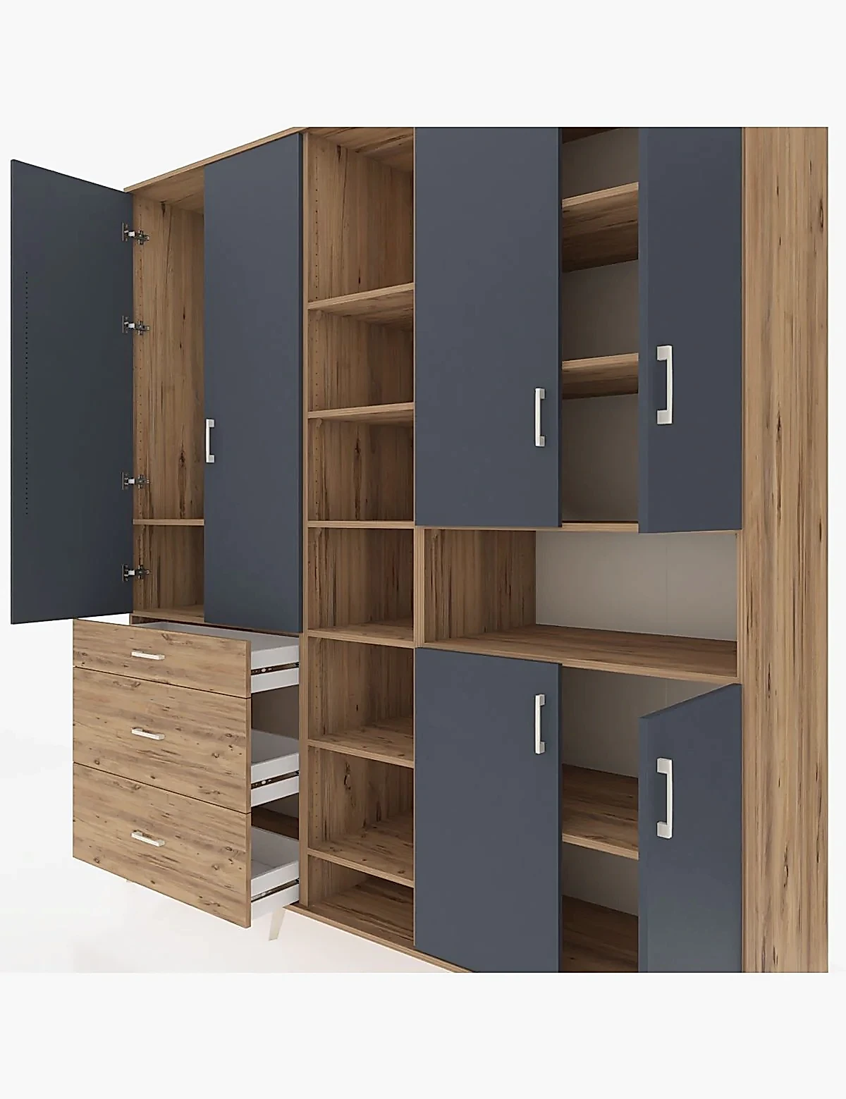 Kronos Dolap 13 Raflı 3 Çekmeceli 6 Kapaklı 220x59x243 - S784M039V27C