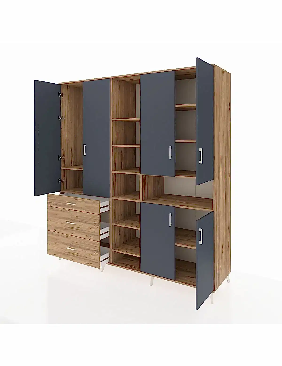 Kronos Dolap 13 Raflı 3 Çekmeceli 6 Kapaklı 220x59x243 - S784M039V27C