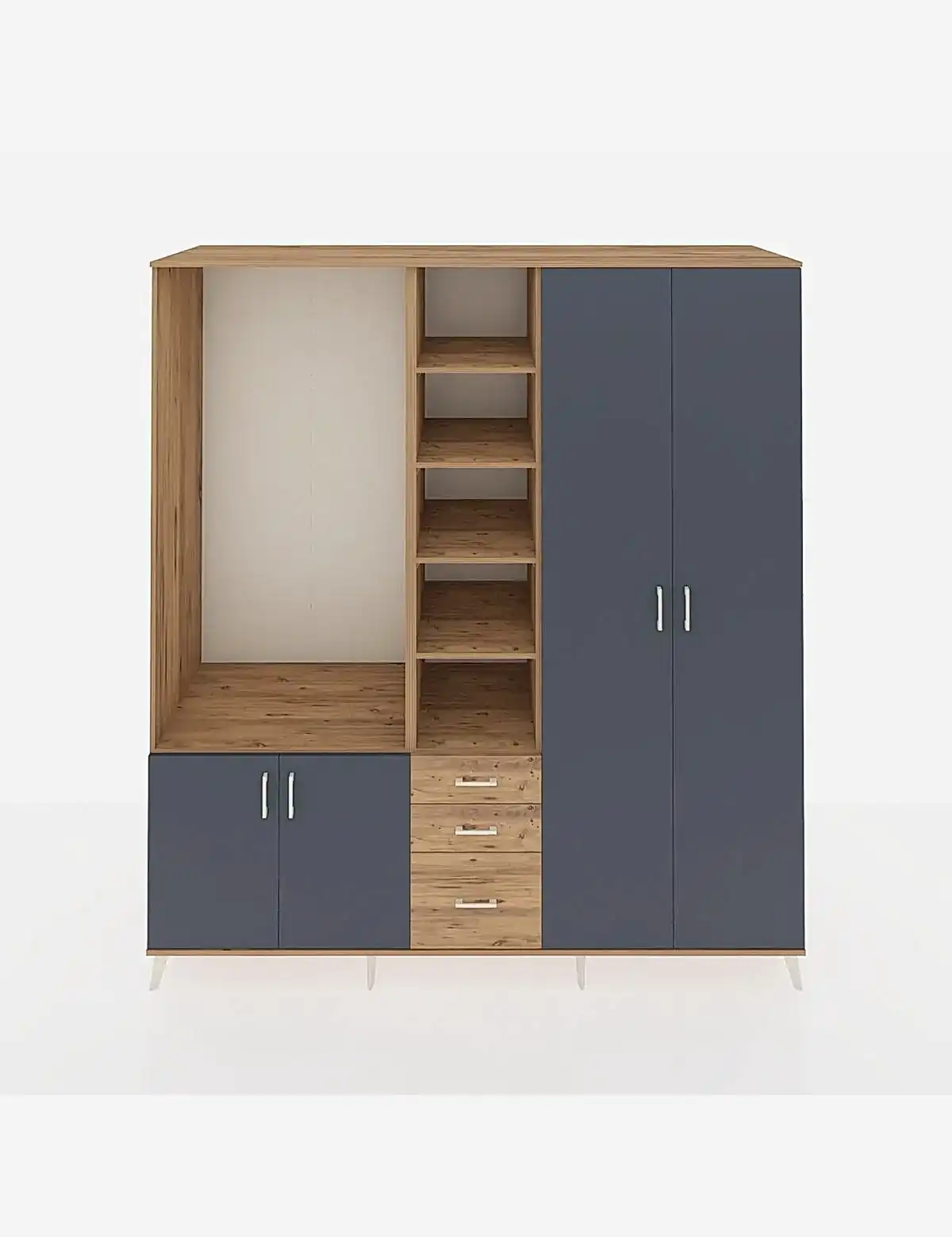 Kronos Dolap 13 Raflı 3 Çekmeceli 4 Kapaklı 220x59x243 - S784M040V27C