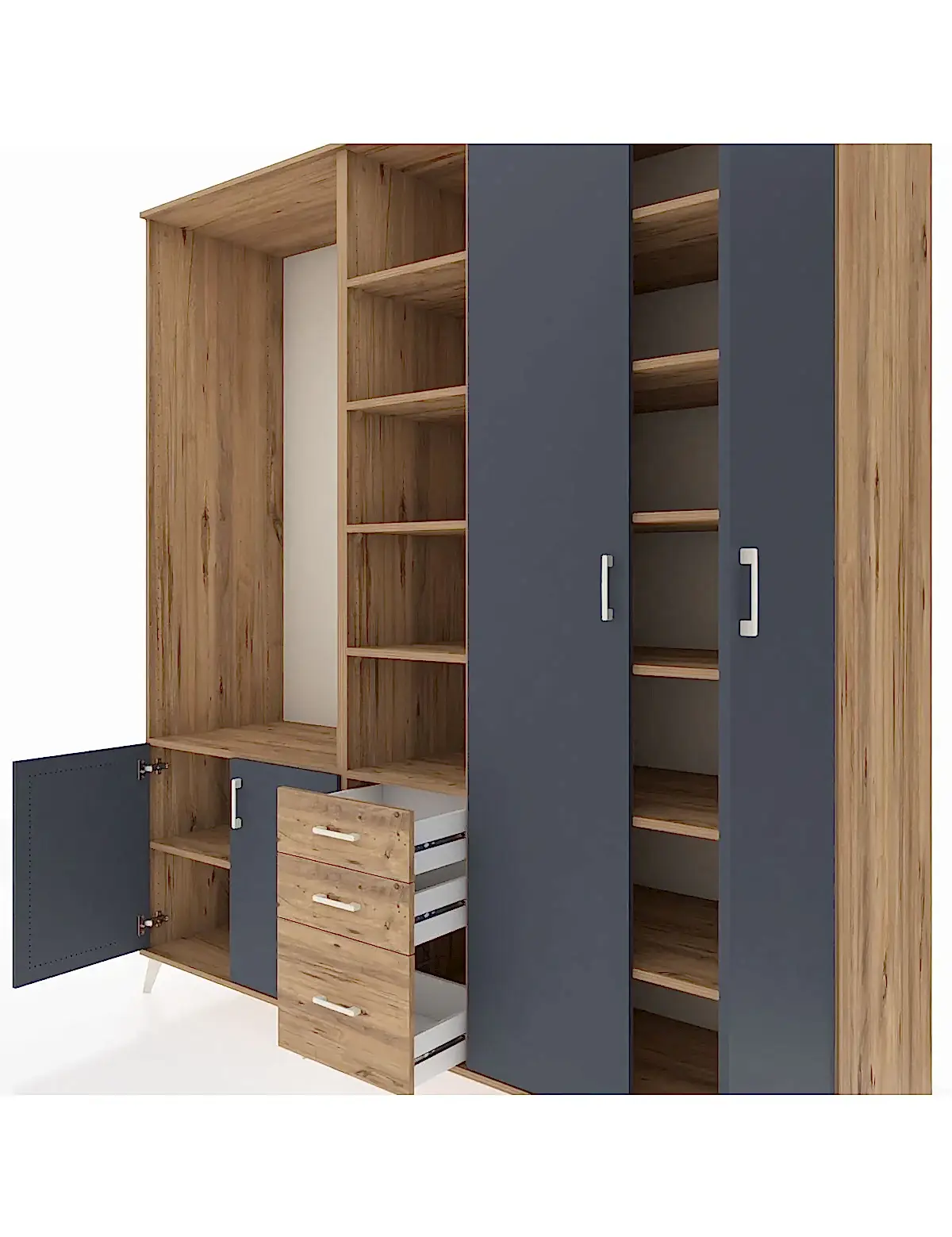 Kronos Dolap 13 Raflı 3 Çekmeceli 4 Kapaklı 220x59x243 - S784M040V27C