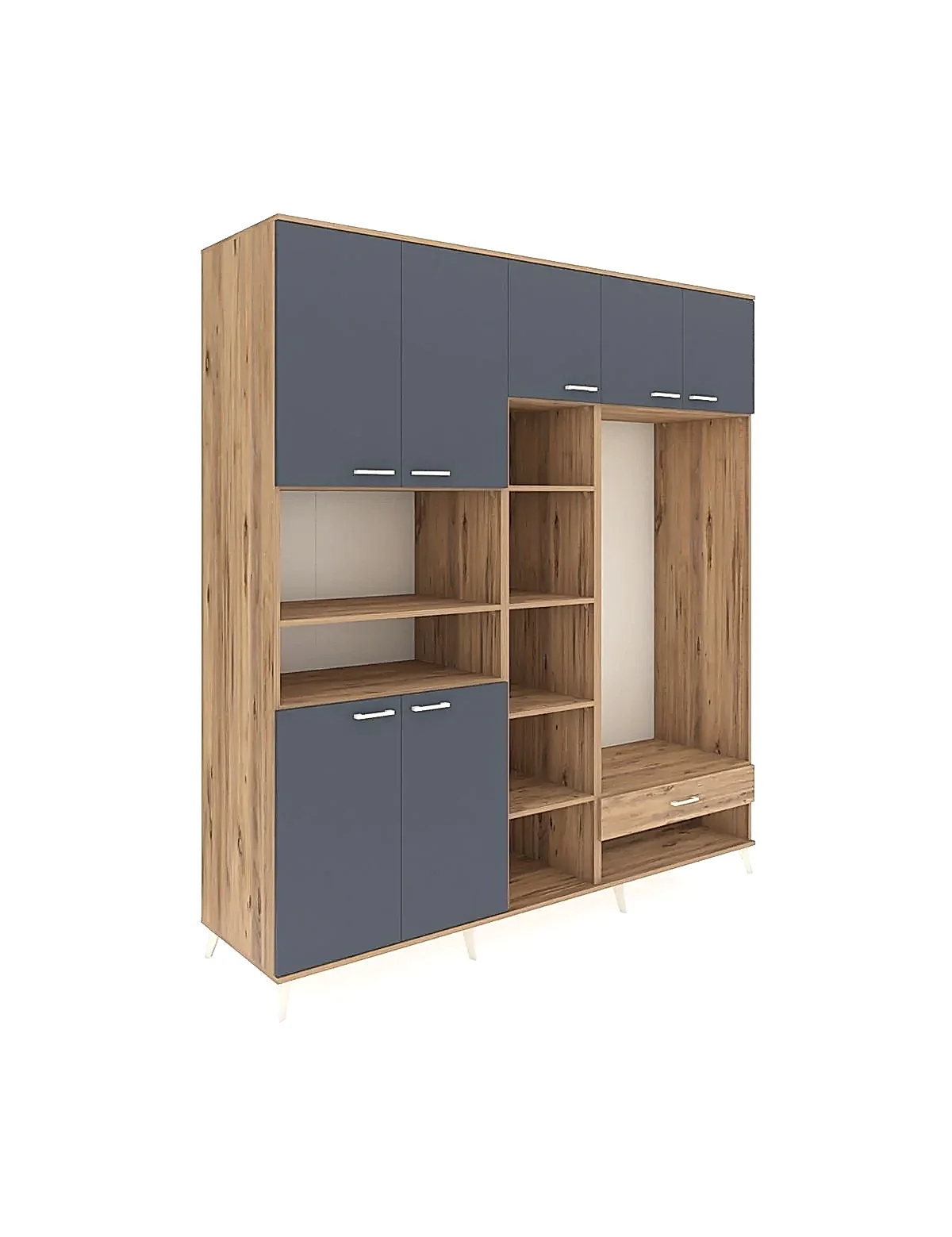 Kronos Dolap 11 Raflı Tek Çekmeceli 7 Kapaklı 220x59x243 - S784M043V27C