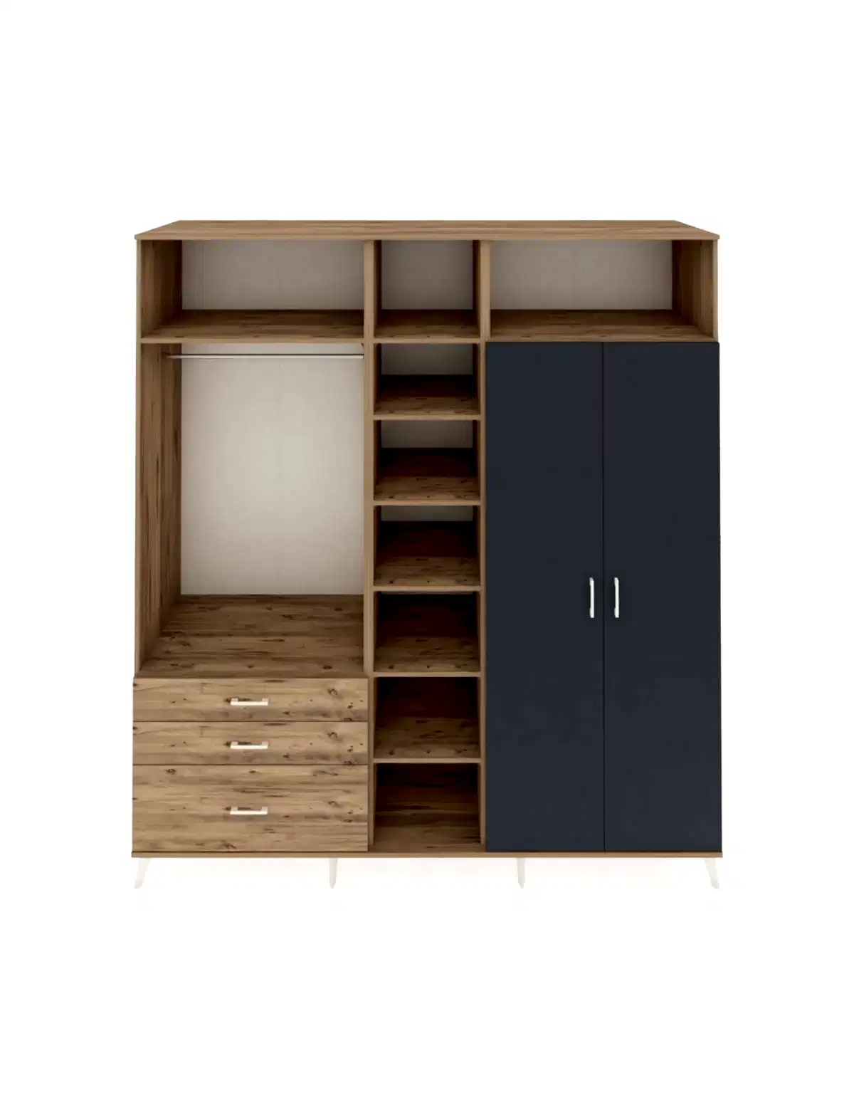 Kronos Dolap 10 Raflı 3 Çekmeceli 2 Askılı 220x59x243 - S784M054V27C