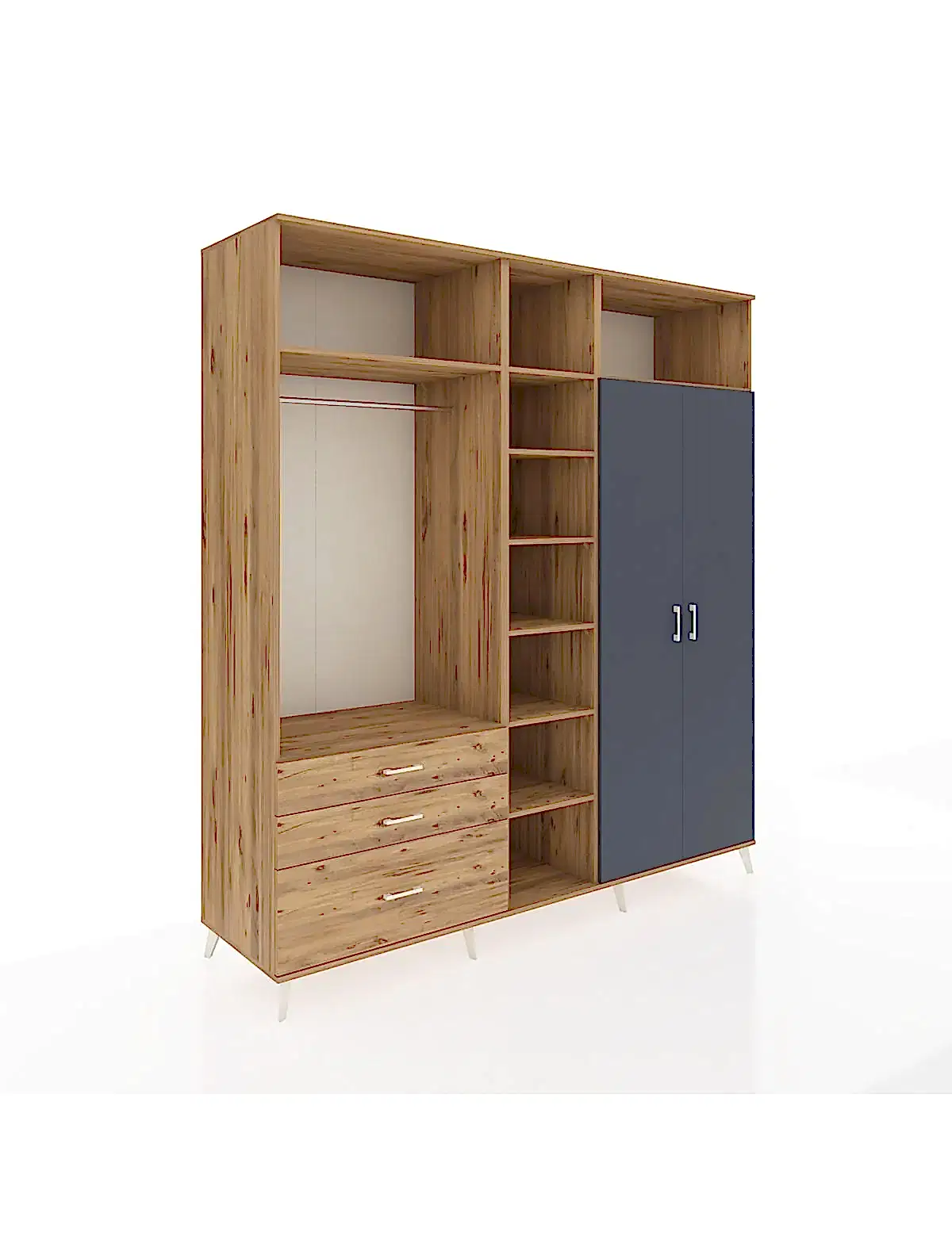 Kronos Dolap 10 Raflı 3 Çekmeceli 2 Askılı 220x59x243 - S784M054V27C