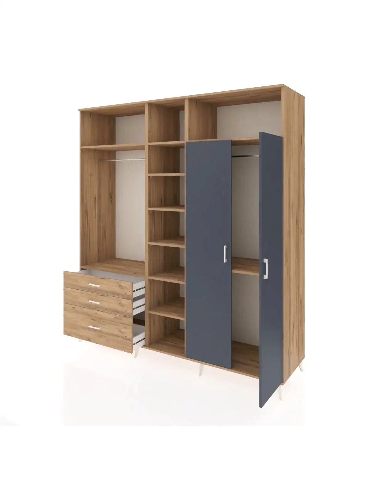 Kronos Dolap 10 Raflı 3 Çekmeceli 2 Askılı 220x59x243 - S784M054V27C