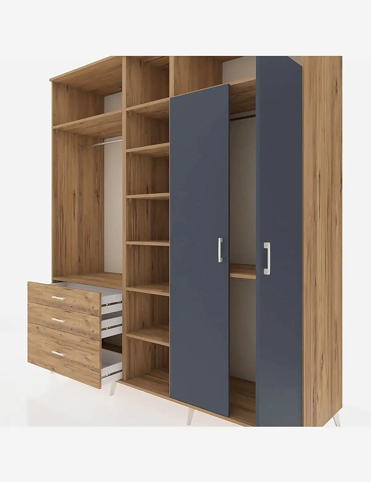 Kronos Dolap 10 Raflı 3 Çekmeceli 2 Askılı 220x59x243 - S784M054V27C