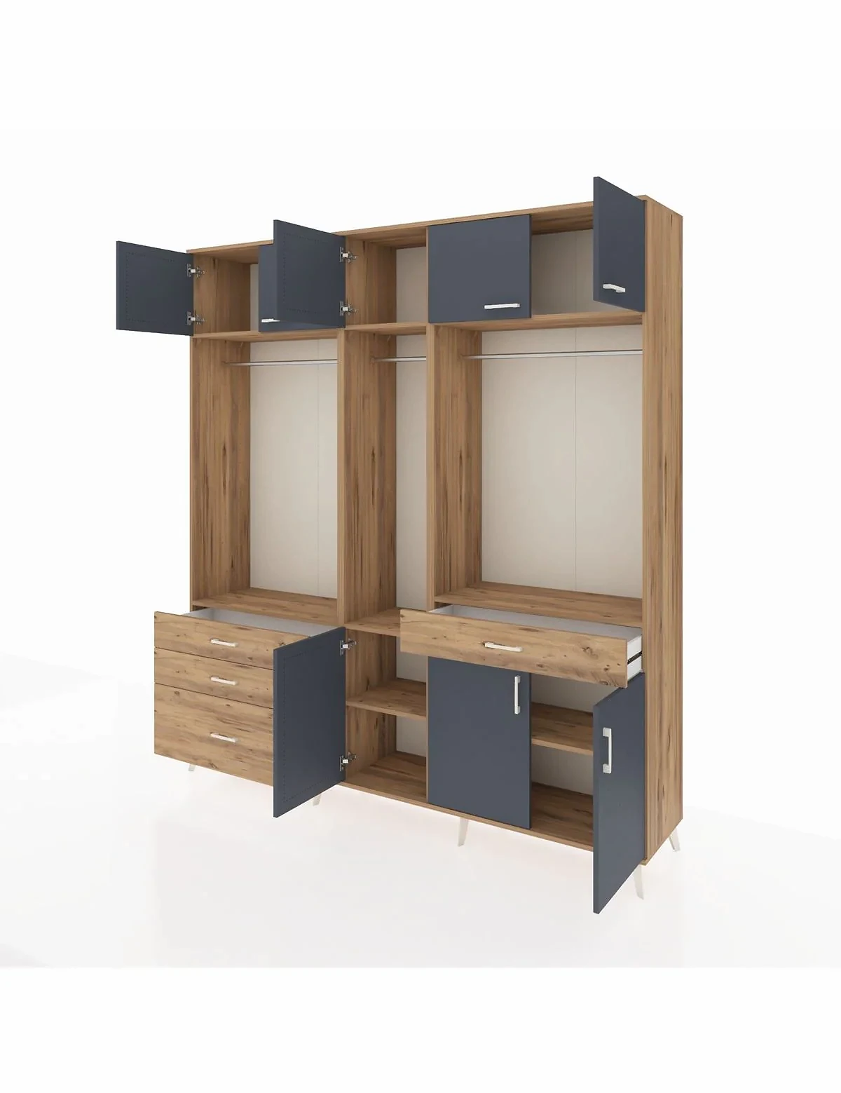 Hyperion Dolap 8 Raflı 4 Çekmeceli 3 Askılı 220x44x243 - S553M059V27B