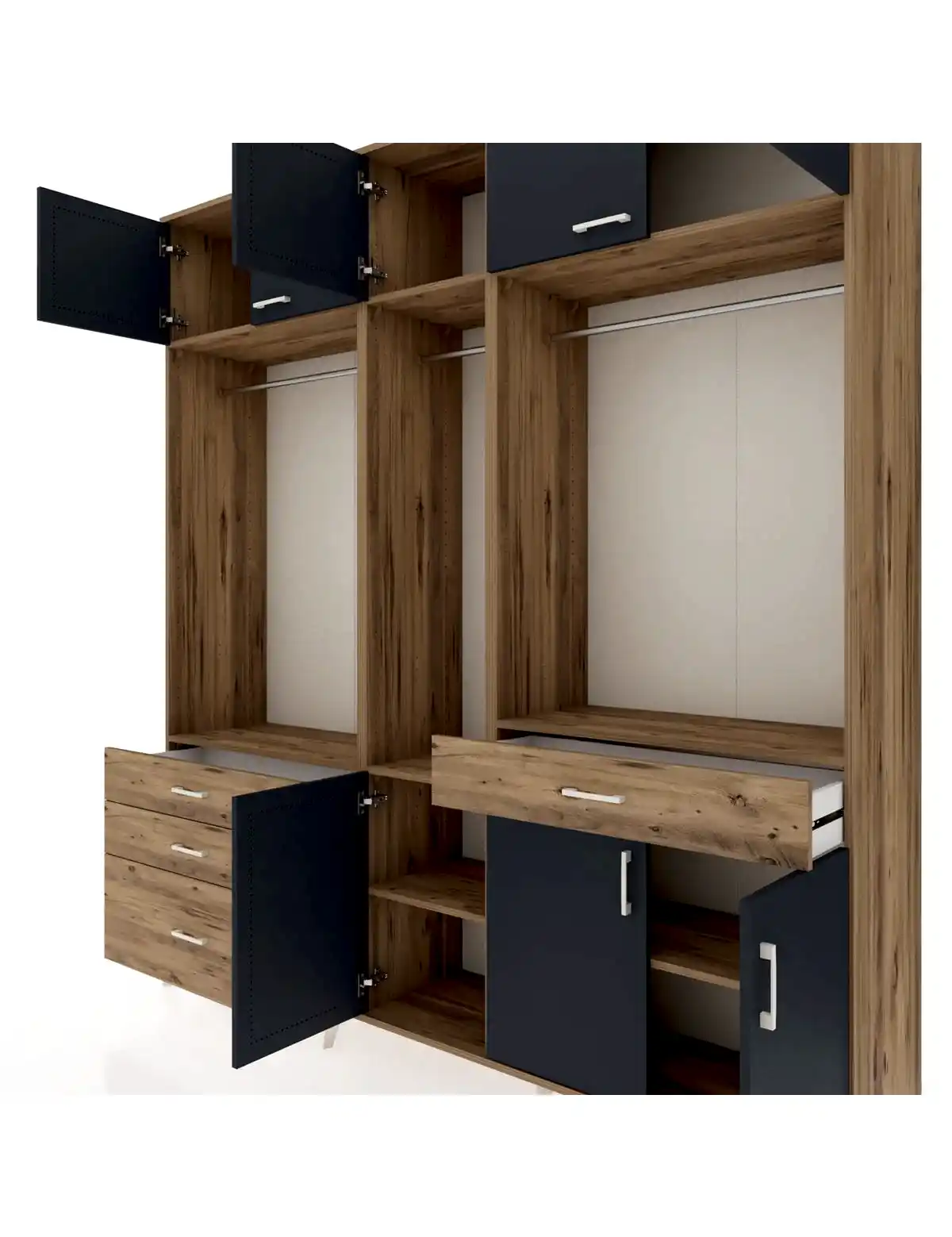 Hyperion Dolap 8 Raflı 4 Çekmeceli 3 Askılı 220x44x243 - S553M059V27B