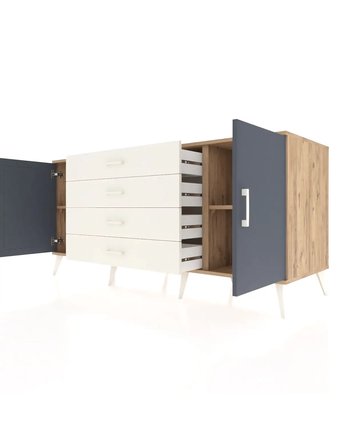 Kronos Konsol 2 Raflı 4 Çekmeceli 2 Kapaklı 176x59x83 - S610M001V25C