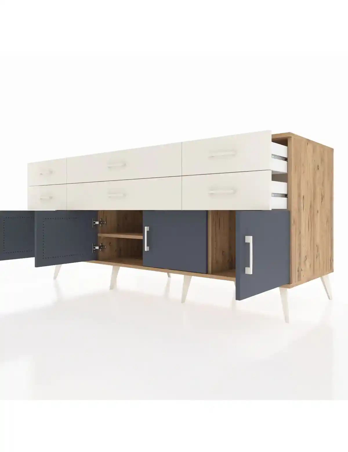 Kronos Konsol 2 Raflı 6 Çekmeceli 4 Kapaklı 176x59x83 - S610M003V25C