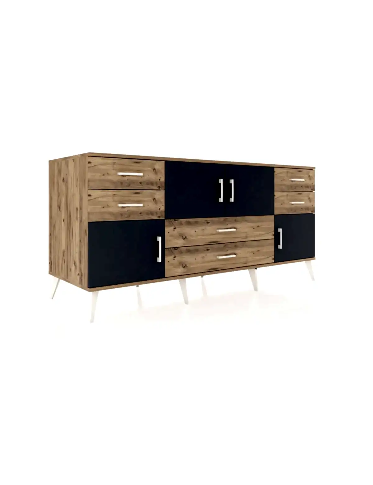 Kronos Konsol Tek Raflı 6 Çekmeceli 4 Kapaklı 176x59x83 - S610M005V27C