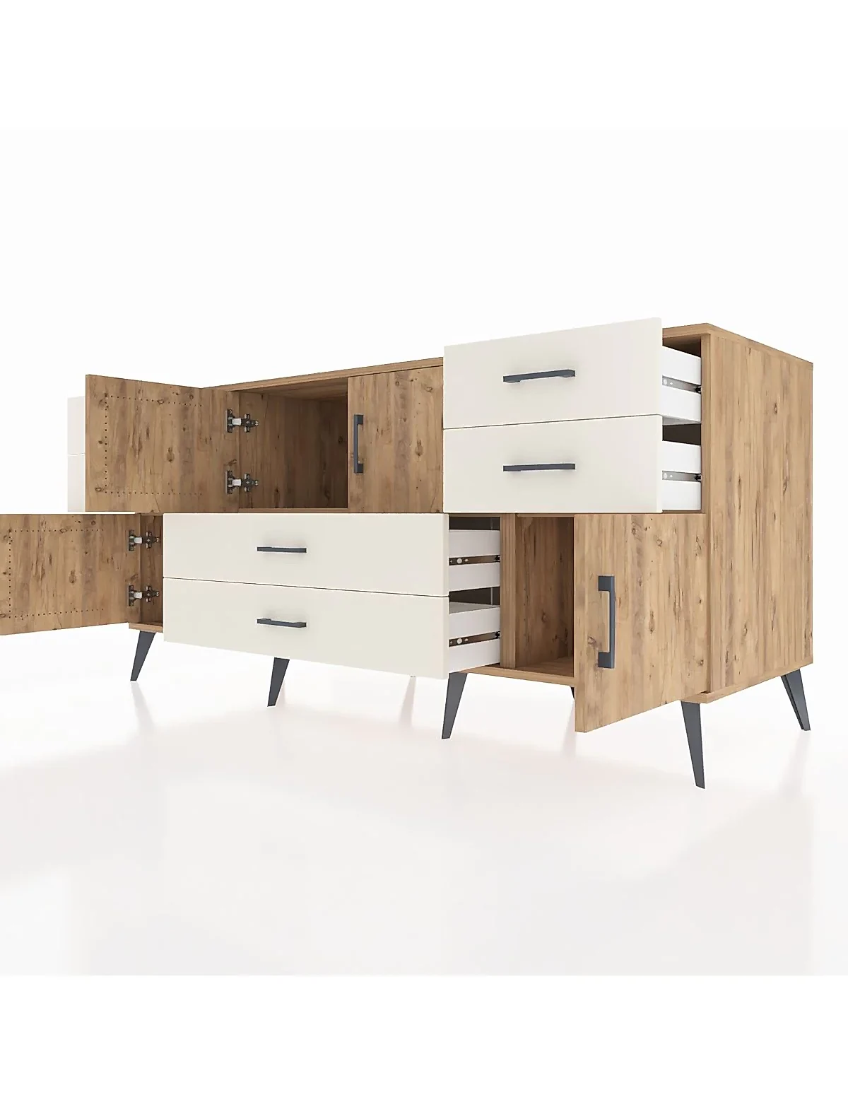 Kronos Konsol 3 Raflı 6 Çekmeceli 4 Kapaklı 176x59x83 - S610M006V19C