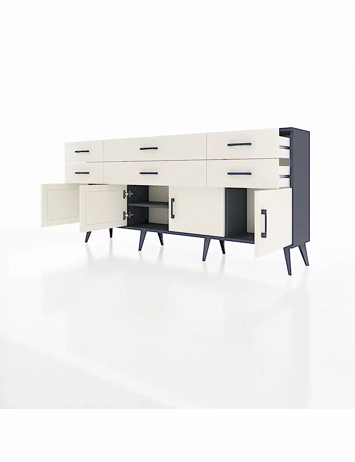 Arges Konsol 2 Raflı 6 Çekmeceli 4 Kapaklı 176x30x83 - S148M003V13A